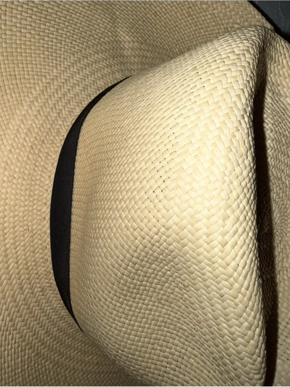 Pantropic Genuine Panama Hat Natural Straw Fedora Wide Brim Black Band Unisex